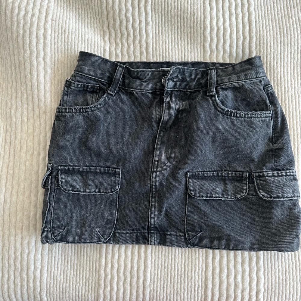 Zara black cargo denim skirt